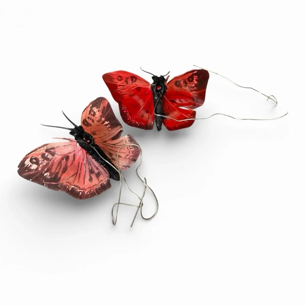 Vintage Handcrafted Feather Butterflies‎ - Lot of (2) - Use For Crafting